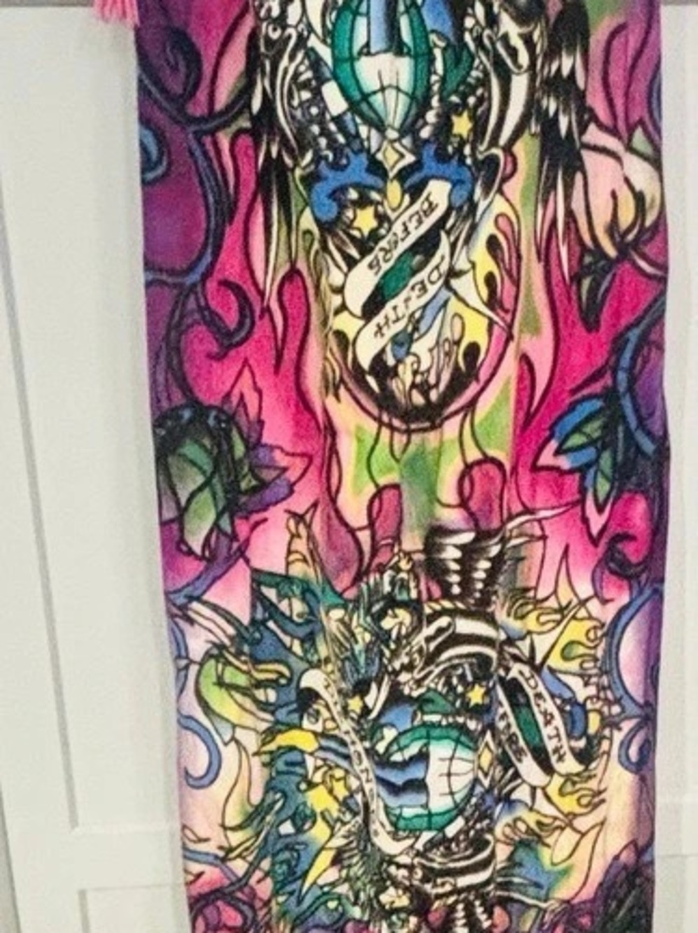 Ed Hardy Christian Audigier Death Before Dishonor Vintage Knit Scarf